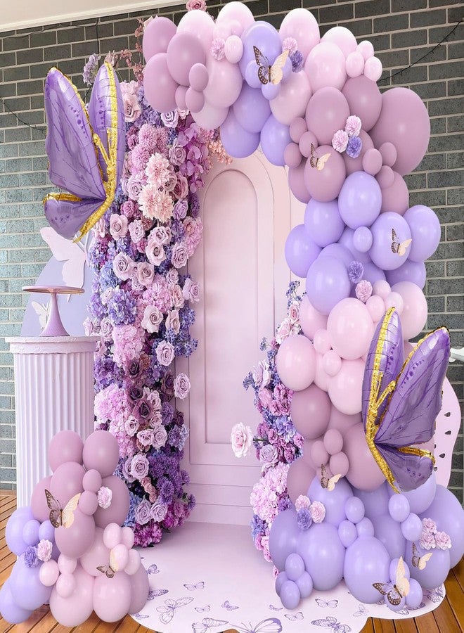 Netnology Purple Butterfly Balloon Arch Garland Kit 133pcs Pastel Purple Pink Foil Balloons Arch Kit for Butterfly Birthday Party Decorations Baby Shower Decorations for Girls - Image 4