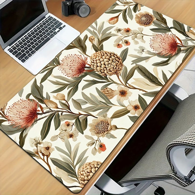 Large Banksia Flower Mouse Pad With Elegant Cone Design Textured Easy Clean Fabric Surface Desk Mat For Home Office Computer Desk 15 74 X 31 49 Inches Durable Desk Accessory - Image 1