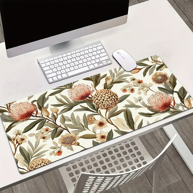 Large Banksia Flower Mouse Pad With Elegant Cone Design Textured Easy Clean Fabric Surface Desk Mat For Home Office Computer Desk 15 74 X 31 49 Inches Durable Desk Accessory - Image 2
