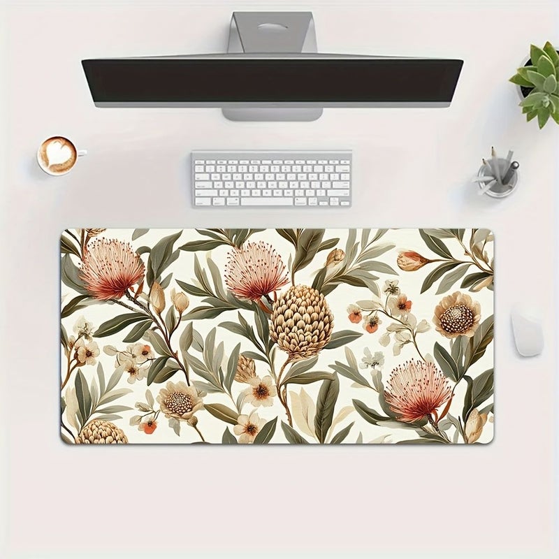 Large Banksia Flower Mouse Pad With Elegant Cone Design Textured Easy Clean Fabric Surface Desk Mat For Home Office Computer Desk 15 74 X 31 49 Inches Durable Desk Accessory - Image 3