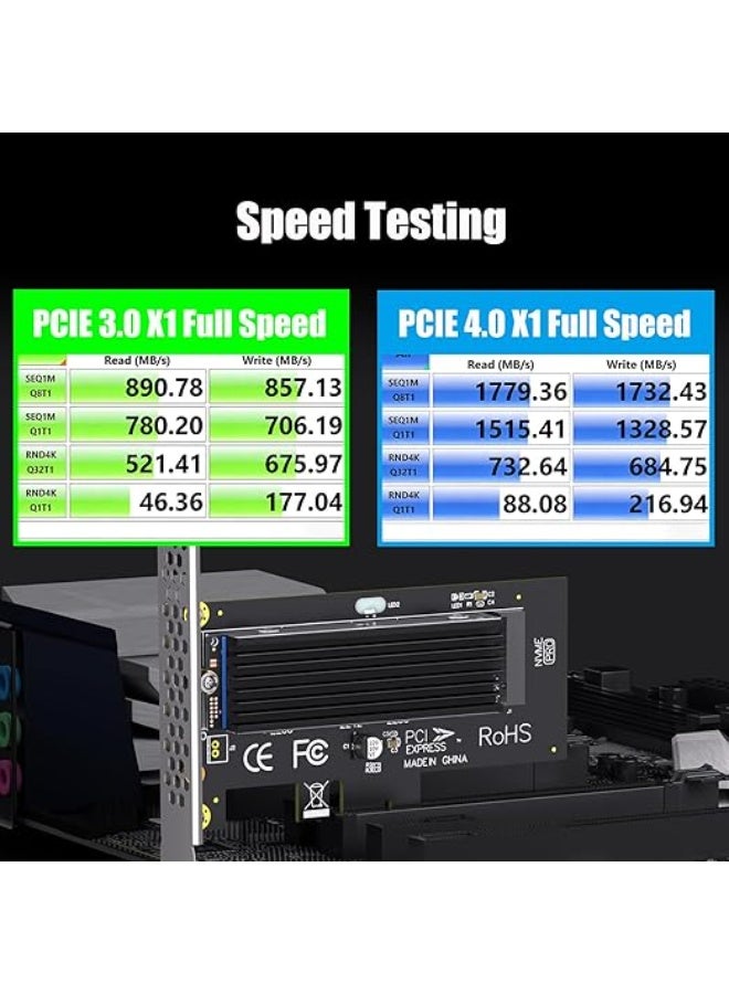 محول M.2 PCIe X1 مع مشتت حراري للـ SSD، يدعم أقراص NVMe PCIe 3.0/4.0، بطاقة توسعة للكمبيوتر المكتبي مع تبريد واستقرار أعلى - Image 5