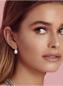 EVEVIC Teardrop Austrian Crystal Leverback Drop Earrings for Women 14K Rose Gold Plated Hypoallergenic Jewelry  - Image 4