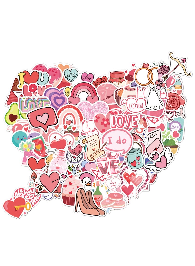 100 Pieces Love Stickers Bulk Vinyl Waterproof Heart Love Sticker Decals for Couple Girlfriend Boyfriend Stickers Gift Scrapbook Supplies for Laptop Luggage Guitar Phone Case - Image 1