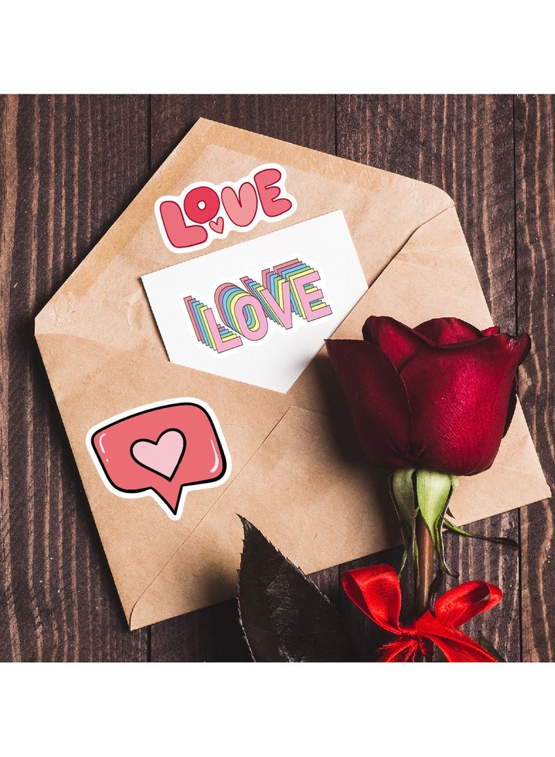 100 Pieces Love Stickers Bulk Vinyl Waterproof Heart Love Sticker Decals for Couple Girlfriend Boyfriend Stickers Gift Scrapbook Supplies for Laptop Luggage Guitar Phone Case - Image 5