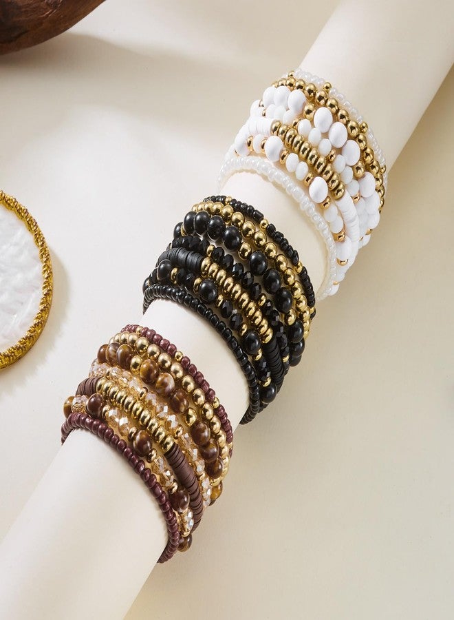 LOTSOF Boho Multilayer Beaded Bracelets Set for Women - Vintage Gold & Brown Stackable Stretch Bracelets, Bohemian Handmade Jewelry for Daily Style & Gifting (Brown) - Image 5