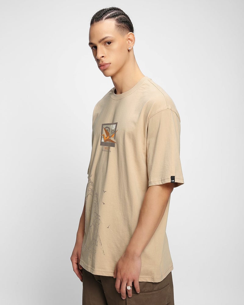 bewakoof Men's Ginger Root Brown 360 Nostalgia Graphic Printed Oversized T-shirt - Image 4