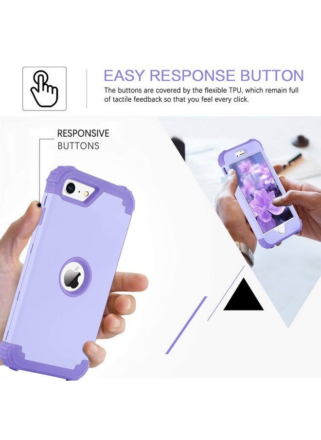 بنتوبين - جراب BENTOBEN لهاتف iPhone SE 2022 وiPhone SE 2020، جراب متين 3 في 1 كامل الجسم متين مقاوم للصدمات هجين من مادة البولي كربونات الصلبة والمطاط الناعم لهاتف iPhone SE الجيل الثالث/الثاني، أرجواني فاتح/لافندر - Image 1