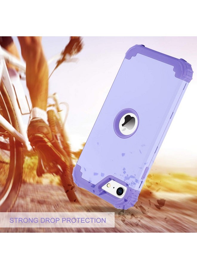 بنتوبين - جراب BENTOBEN لهاتف iPhone SE 2022 وiPhone SE 2020، جراب متين 3 في 1 كامل الجسم متين مقاوم للصدمات هجين من مادة البولي كربونات الصلبة والمطاط الناعم لهاتف iPhone SE الجيل الثالث/الثاني، أرجواني فاتح/لافندر - Image 1