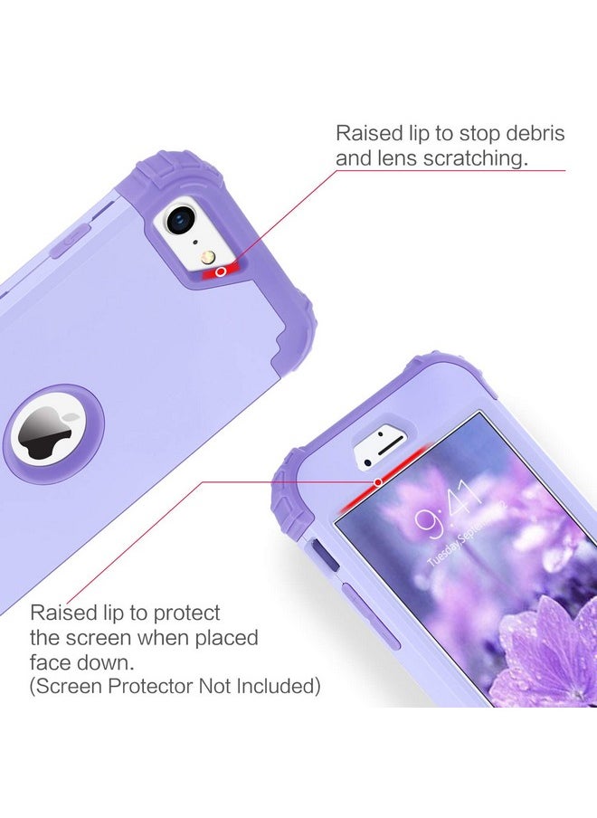 بنتوبين - جراب BENTOBEN لهاتف iPhone SE 2022 وiPhone SE 2020، جراب متين 3 في 1 كامل الجسم متين مقاوم للصدمات هجين من مادة البولي كربونات الصلبة والمطاط الناعم لهاتف iPhone SE الجيل الثالث/الثاني، أرجواني فاتح/لافندر - Image 1