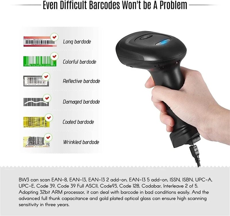 Barcode Scanner USB 1D Barcode Scanner Handheld Bar Code Reader，Handheld Barcode Reader for Supermarket, Convenience Store, Warehouse - Image 5