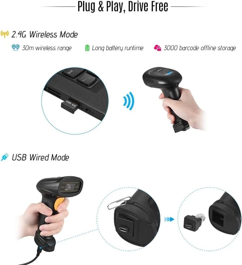 Barcode Scanner USB 1D Barcode Scanner Handheld Bar Code Reader，Handheld Barcode Reader for Supermarket, Convenience Store, Warehouse - Image 3