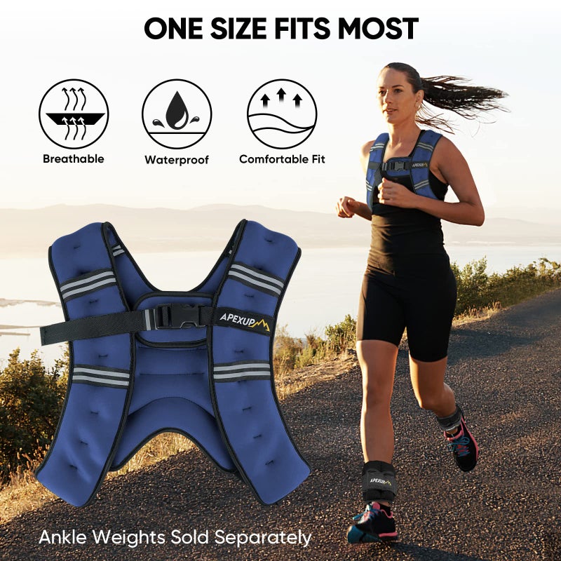 APEXUP 10lbs Weighted Vest Men Women, Weight Vest for Women Workout Equipment for Strength Training Running (Blue) - Image 5