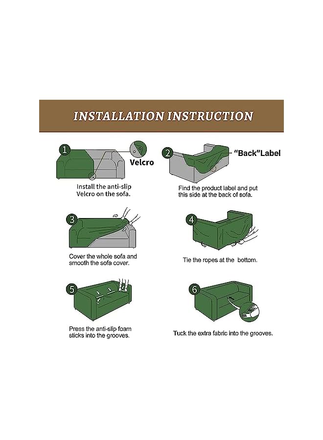 The Bros Stretch Sofa Slipcover, Elastic Fabric Fashion Printed Waterproof Armchair Loveseat Couch Living Room Sofa Covers Pet Protector Mat Cushion Cover with 1 Pillowcase (Beige, 2 seater, 57" - 72") - Image 5