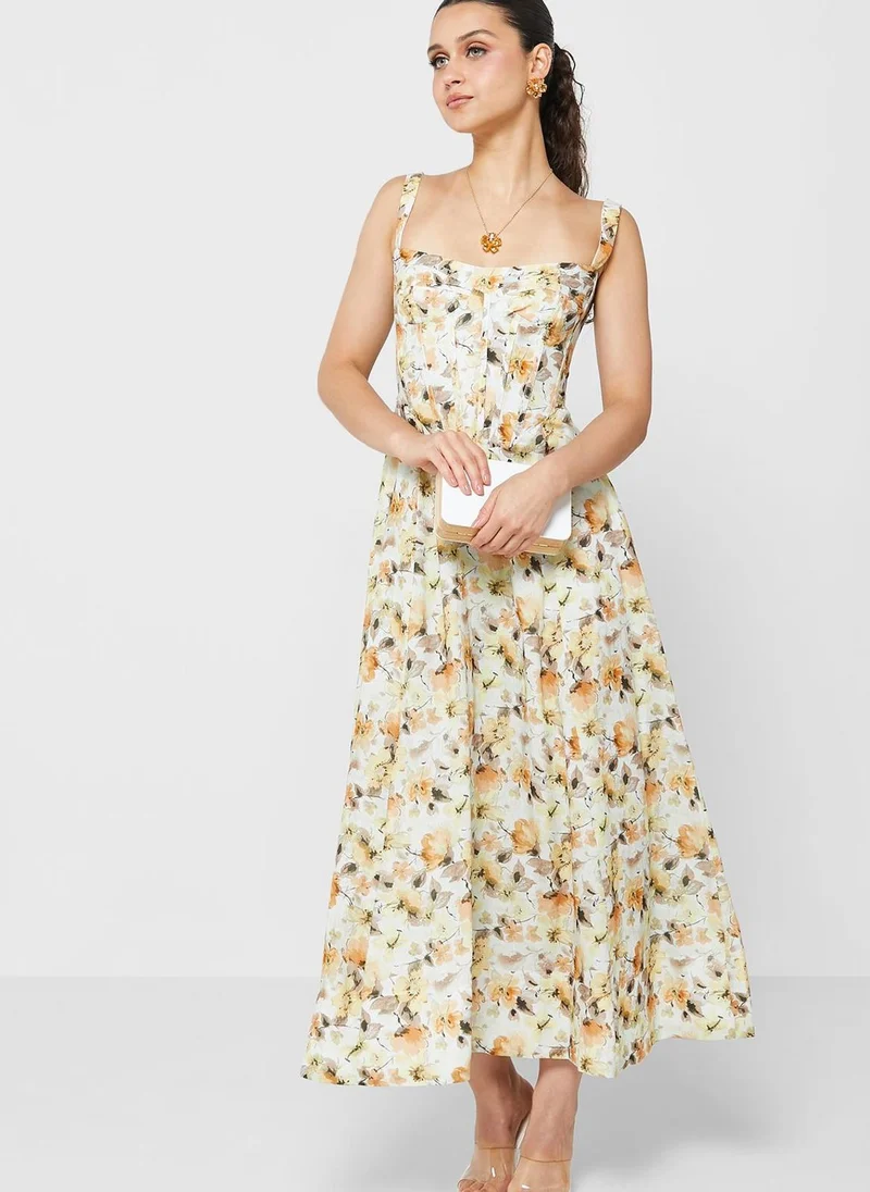 Bardot Printed Strappy Tiered Dress