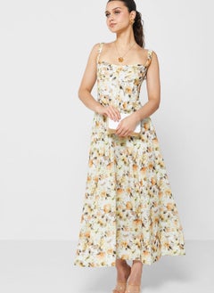 Printed Strappy Tiered Dress