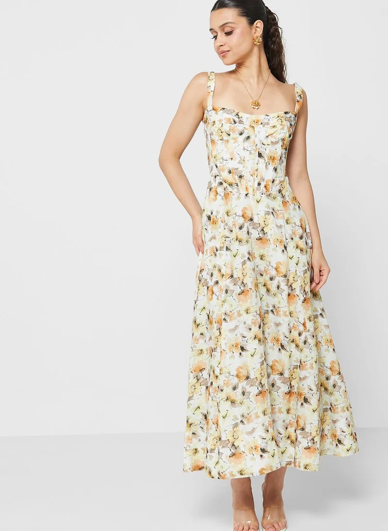 Bardot Printed Strappy Tiered Dress