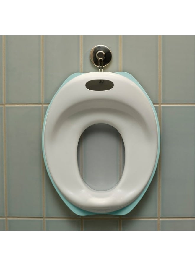 أيكيا غطاء مقعد المرحاض للتدريب على استخدام المرحاض للأولاد والبنات، مقعد قوي غير قابل للانزلاق ومناسب للسفر 39X11X31سم- أبيض/فيروزي - Image 4