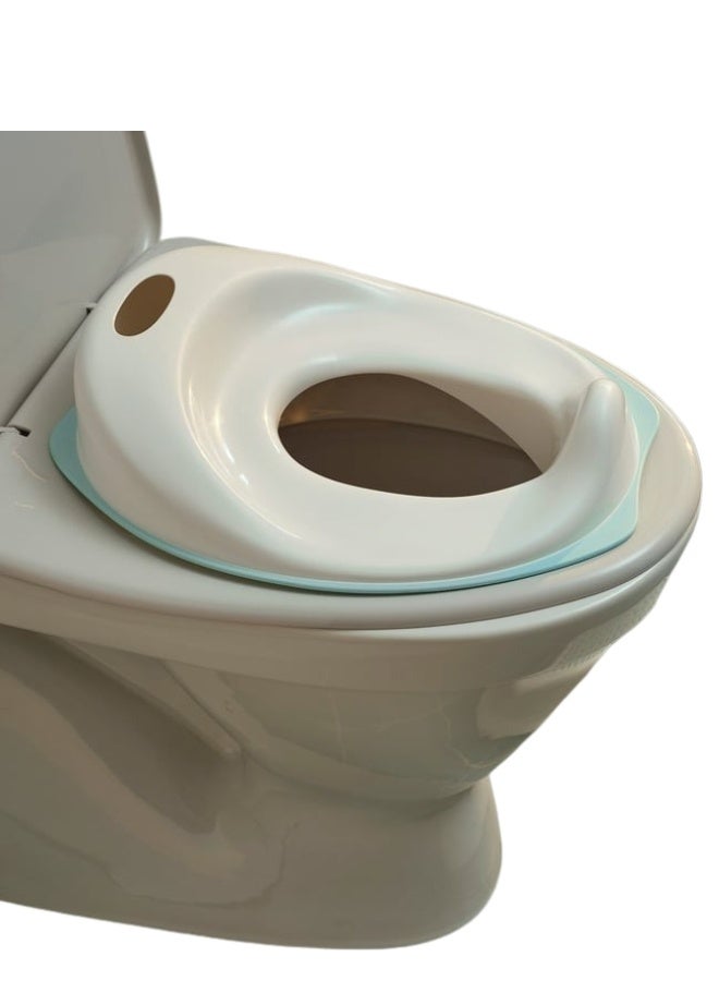 أيكيا غطاء مقعد المرحاض للتدريب على استخدام المرحاض للأولاد والبنات، مقعد قوي غير قابل للانزلاق ومناسب للسفر 39X11X31سم- أبيض/فيروزي - Image 2