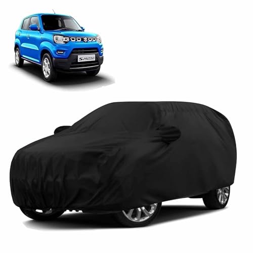 Sulfar 100% Water Resistant Car Body Cover Compatible with Mirror for Hyundai Eon (Triple Stitched, Full Bottom Elastic, Black) - Image 1