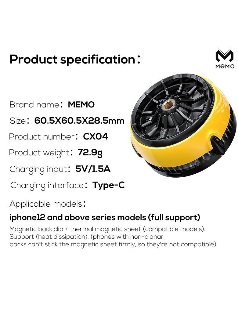 MEMO CX04 Magnetic Cooling Fan Phone Radiator | Phone Cooling Fan Case with Cold Wind Handle | Ideal for PUBG Mobile Gaming | Portable, Silent, and Efficient Smartphone Cooler | Compatible with iPhone & Android Phones | Easy to Use for Gaming Performance Enhancement
