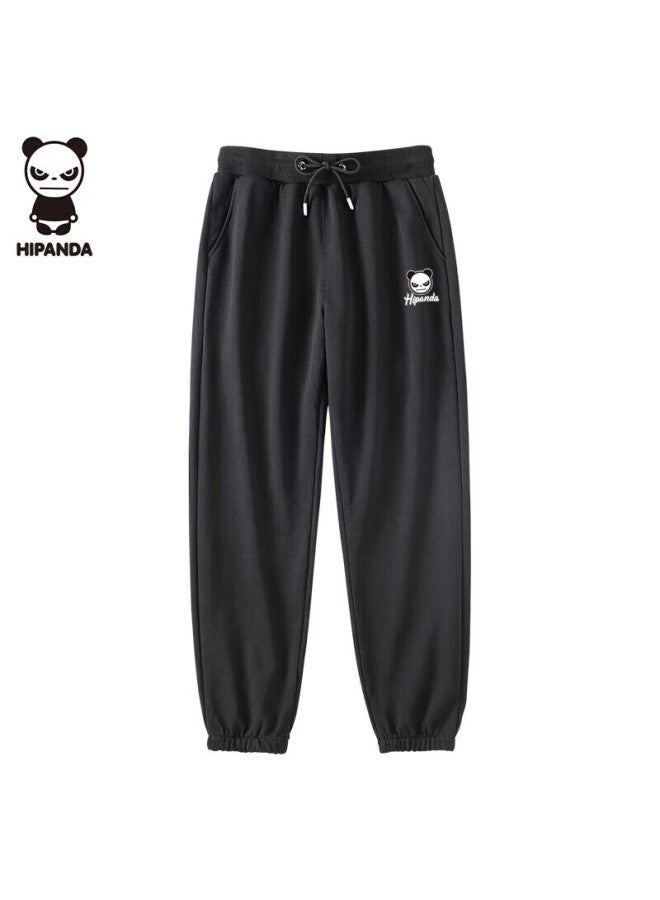 Hipanda Men's Casual Pants Autumn Sports Long Pants With Elastic Cuffs Loose Black Printed Knit All-match Trousers Black L - Image 2