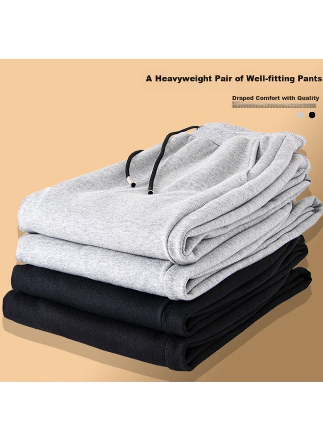 Hipanda Men's Casual Pants Autumn Sports Long Pants With Elastic Cuffs Loose Black Printed Knit All-match Trousers Black L - Image 4