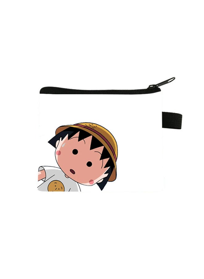 Chibi Maruko-chan Coin Purse Kidsren's Large-capacity Key Card Holder Polyester Cartoon Portable Small Wallet Bag