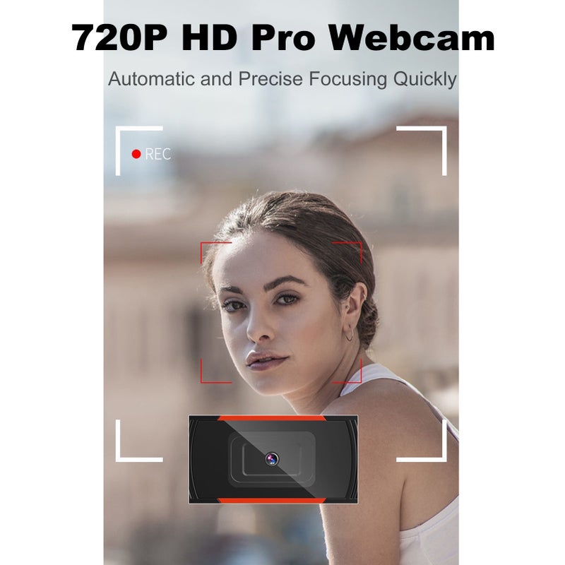 كاميرا ويب عالية الوضوح 720P Pro بزاوية واسعة جدًا 120 درجة لاتصافٍ فيديو بدقة كاملة عالية، صوتي استريو واضح، كاميرا ويب قابلة للدوران بزاوية 80 درجة للأجهزة المحمولة وأجهزة الكمبيوتر، تدعم مكالمات الفيديو على QQ Wechat Skype Facebook Youtube، قابلة للتثبيت والاستخدام الفوري - Image 2