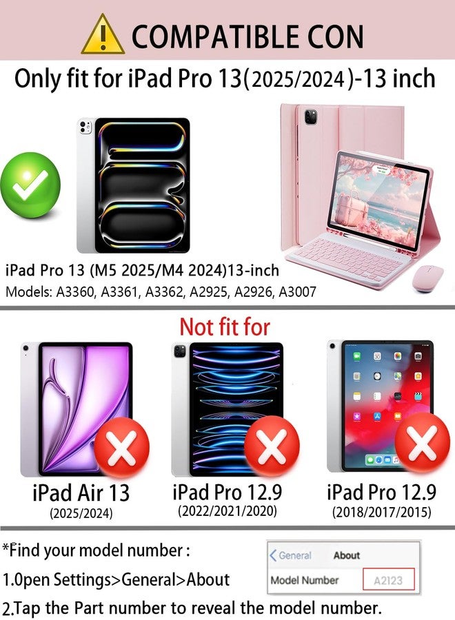 TUNKARMOR Keyboard Case for iPad Pro 13 (M4 2024) 13 inch - with Mouse and Detachable Keyboard, Slim Case with S Pen Holder, Auto Sleep/Wake-Pink - Image 2