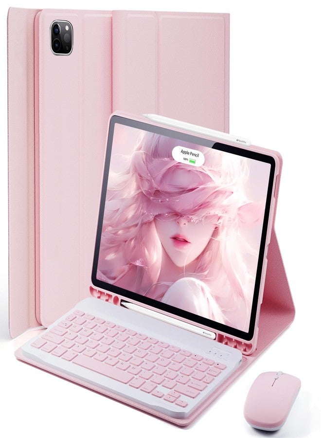 TUNKARMOR Keyboard Case for iPad Pro 13 (M4 2024) 13 inch - with Mouse and Detachable Keyboard, Slim Case with S Pen Holder, Auto Sleep/Wake-Pink - Image 1