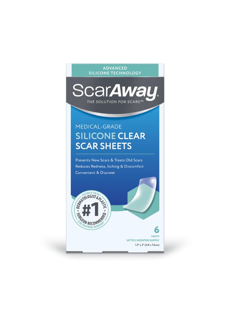 scaraway Advanced Clear Silicone Scar Sheets,6 Clear Sheets - Image 1