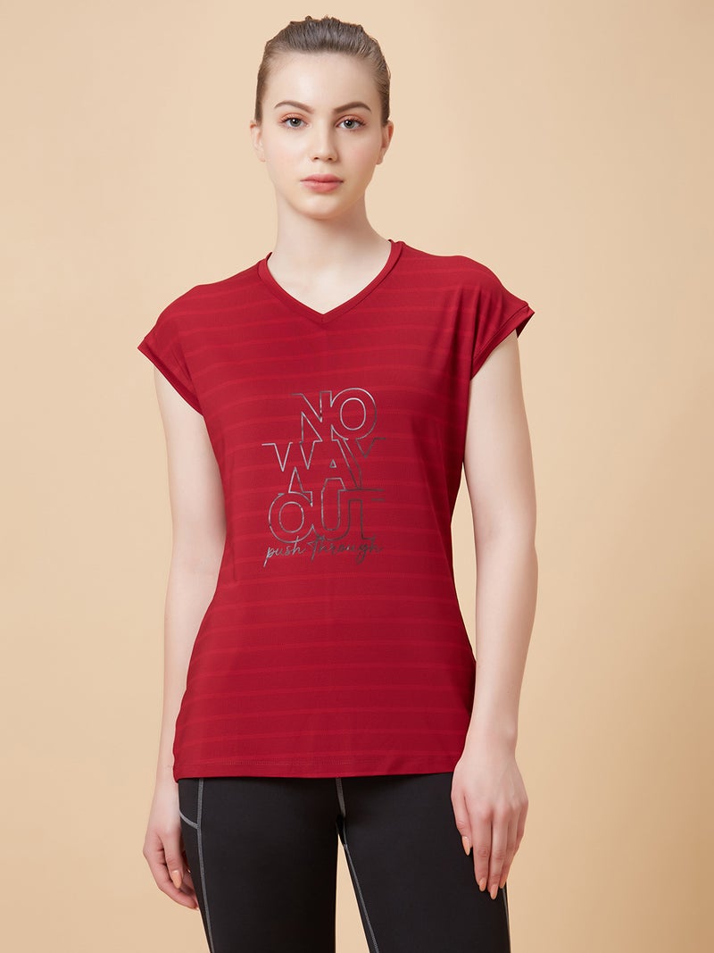 ROAR FOR GOOD Women's Quick Dry Sports T-Shirt | Lightweight Breathable V-Neck Workout Tee | Moisture Wicking Gym & Running Top | Printed Activewear for Fitness, Yoga & Training - Image 1