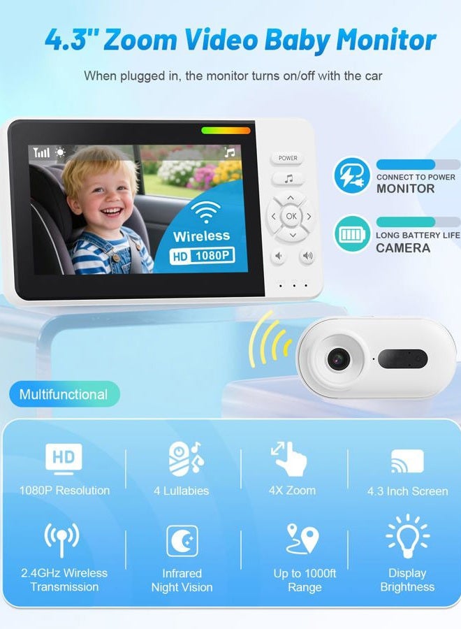 TinyShield Wireless Baby Car Camera for Newborn Essentials with Auto Night Vision, HD 1080P Car Baby Monitor with 4X Zoom, Easy Install 360° Rotatable Rear Facing Carseat Mirrors - Image 2
