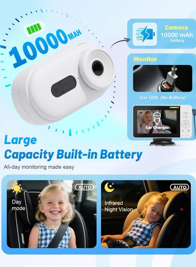 TinyShield Wireless Baby Car Camera for Newborn Essentials with Auto Night Vision, HD 1080P Car Baby Monitor with 4X Zoom, Easy Install 360° Rotatable Rear Facing Carseat Mirrors - Image 4