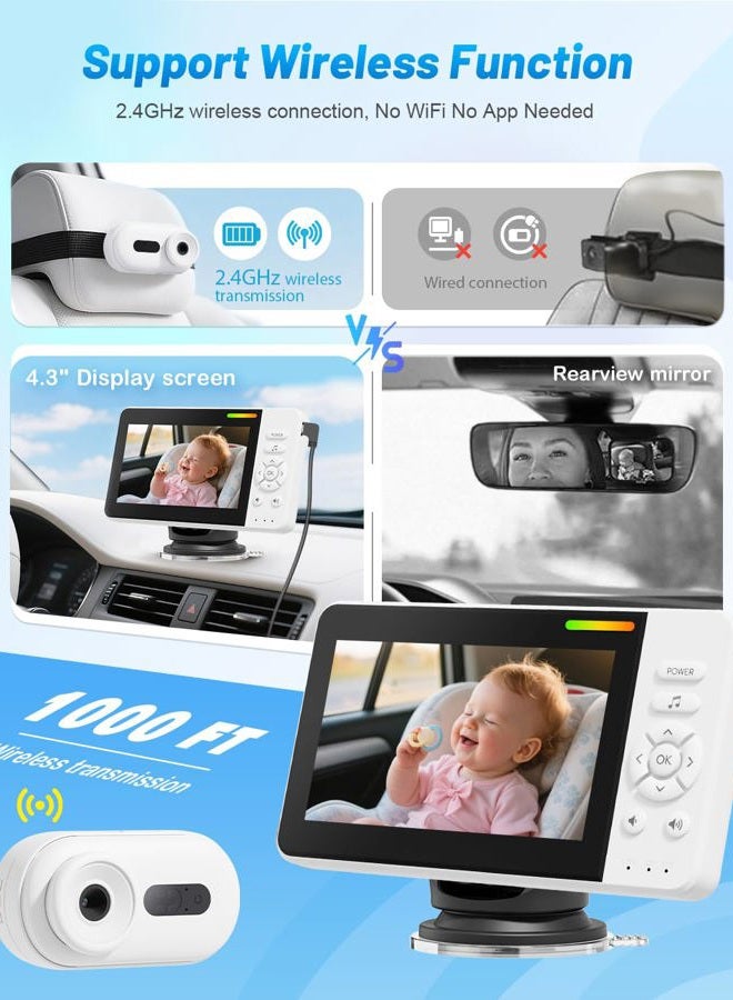 TinyShield Wireless Baby Car Camera for Newborn Essentials with Auto Night Vision, HD 1080P Car Baby Monitor with 4X Zoom, Easy Install 360° Rotatable Rear Facing Carseat Mirrors - Image 3