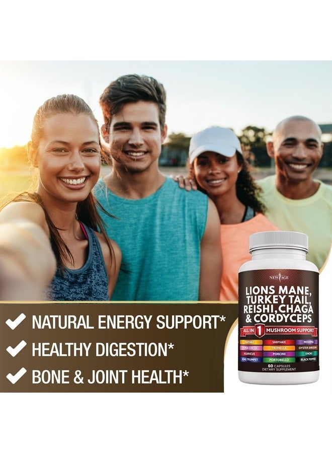 New Age Lions Mane 3000mg 20in1 Mushroom Supplement with Turkey Tail 2000mg Reishi 1000mg Cordyceps Chaga 1000mg with Marshmallow Root 120 Count  - Image 5
