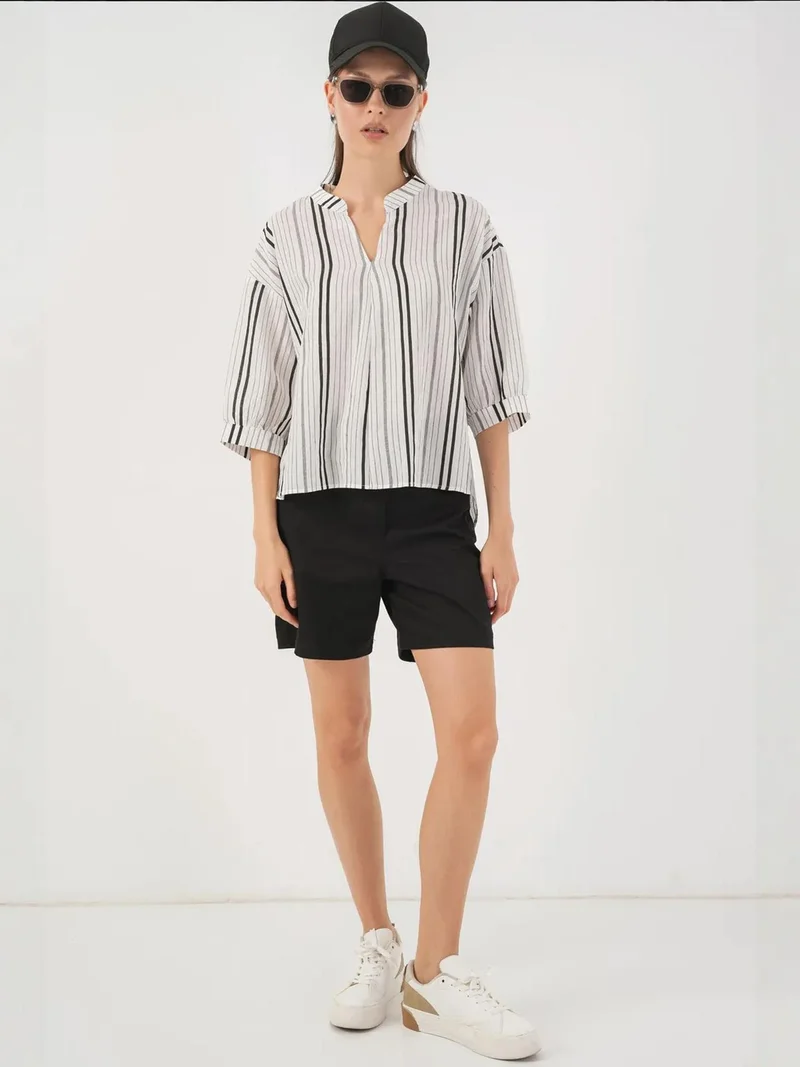 BIG DART BDART Striped V-Neck Blouse