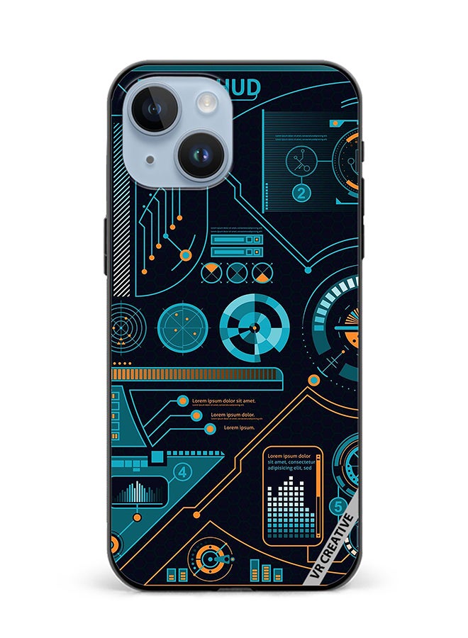 VR CREATIVE Protective Case Cover For Apple iPhone 15 Plus Touch Hud Design Multicolour - Image 1