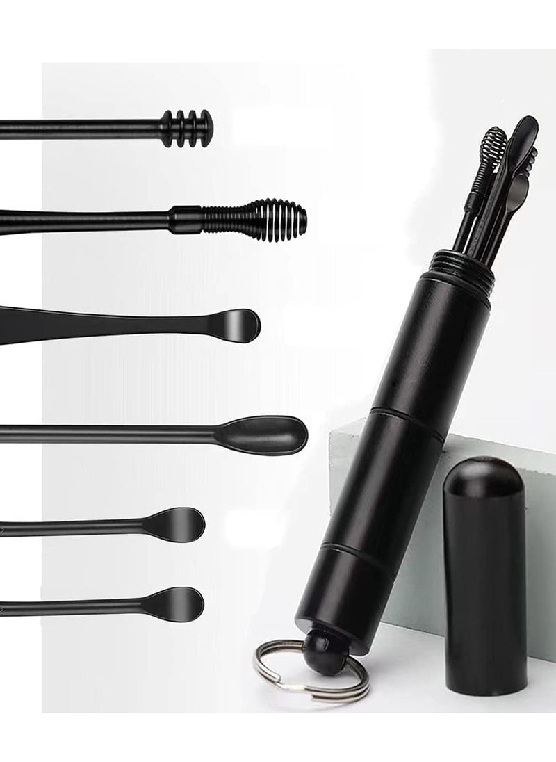 CityRiya-Long Ear Wax Removal kit Earwax Removal 6-in-1 Ear Pick Tools Stainless Steel Ear Cleansing Tool Ear Curette Ear Pick Set with Keychain Box  - Image 2