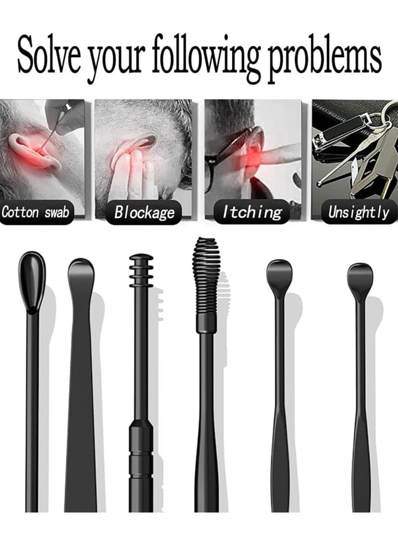CityRiya-Long Ear Wax Removal kit Earwax Removal 6-in-1 Ear Pick Tools Stainless Steel Ear Cleansing Tool Ear Curette Ear Pick Set with Keychain Box  - Image 3