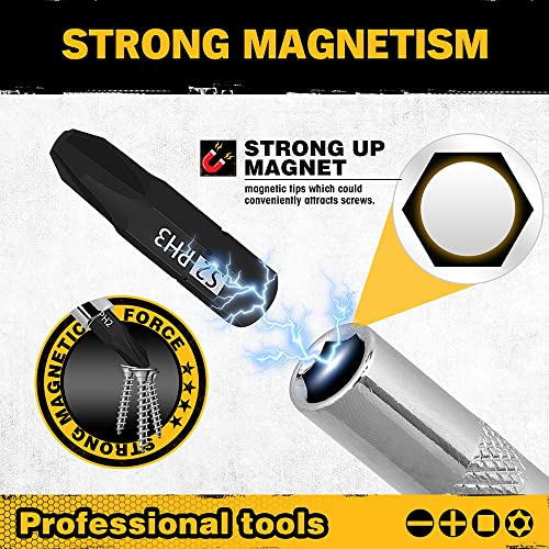 ELEAD 26-Piece Magnetic Security Torx Screwdriver Bit Set - 1/4 inch Magnetic Bit Driver, T5-T40, Ergonomic Cushion Grip 95mm & 210mm Handles, Torx, Square, Phillips, Slotted Bits - Image 5