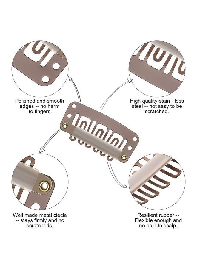 WILLBOND 100 Pieces Wig Clips U-shape Metal Clips With Soft Rubber 6 Teeth Stainless Steel Material for Hair Extensions DIY, 3.2 cm (4 Colors)  - Image 3