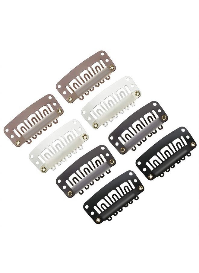 WILLBOND 100 Pieces Wig Clips U-shape Metal Clips With Soft Rubber 6 Teeth Stainless Steel Material for Hair Extensions DIY, 3.2 cm (4 Colors)  - Image 1