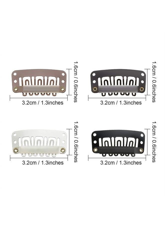 WILLBOND 100 Pieces Wig Clips U-shape Metal Clips With Soft Rubber 6 Teeth Stainless Steel Material for Hair Extensions DIY, 3.2 cm (4 Colors)  - Image 2