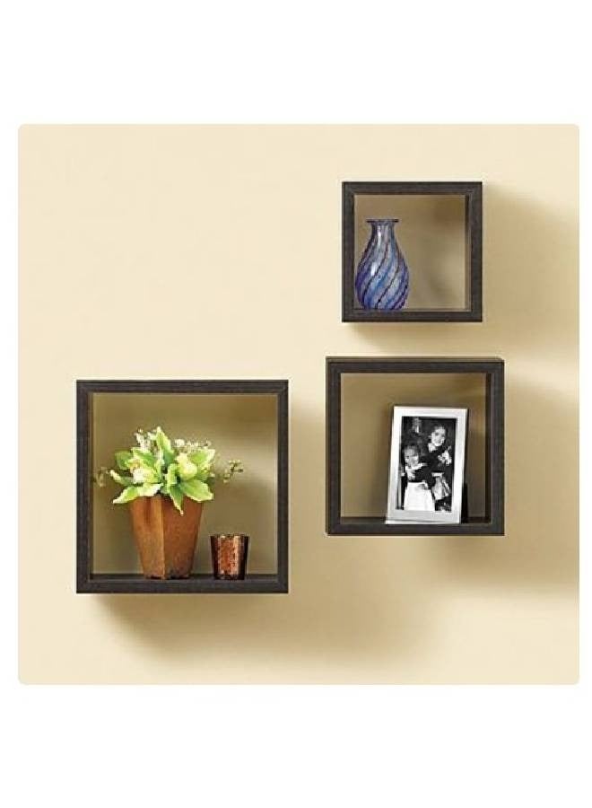 Wooden wall organizer hanging rack for home decor, set of 3 pieces, black