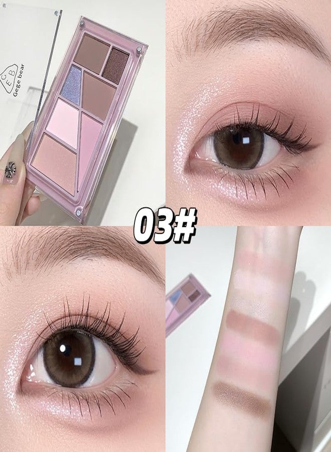 Gege Bear Layer Light Eyeshadow Palette | Ultra Fine Texture, Buildable Color | Matte and Shimmer Eyeshadow | 7 Shade Compact Palette | Long Lasting, Easy to Blend for Y2K Clean Girl Makeup Look | Gorgeous Colors And Fine Powder To Create Charming Eye Makeup (03#Pallete, 10.6g) - Image 2