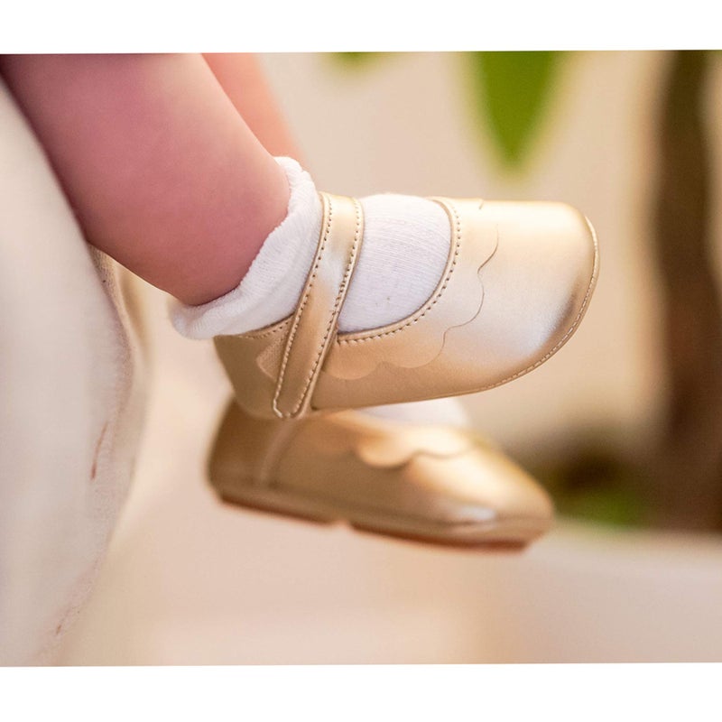 Felix & Flora Gold Baby Shoes Girl 12-18 Months - Infant Baby Walking Shoes Moccasinss Rubber Sole Crib Shoes(Gold,12-18 Months) - Image 3