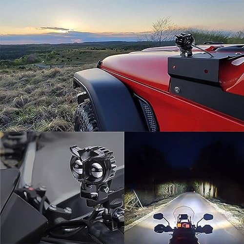 Carzex® Mini Driving Owl LED Flasher Projector Fog Light for Bikes & Scooty - White/Yellow + Combo Beam Modes, Heavy-Duty Metal Body, Waterproof Design, Free On/Off Switch Included (Set of 2 Pcs) - Image 3
