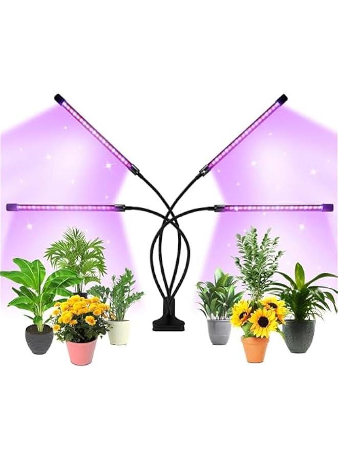HOOKOR Grow Light Plant Lights for Indoor Plants, Clip on Grow Lights with Timer, Full Spectrum Grow Lights for Seed Starting.Adjustable Gooseneck,suitable for Various Plants Growth (4 Tubes) - Image 1