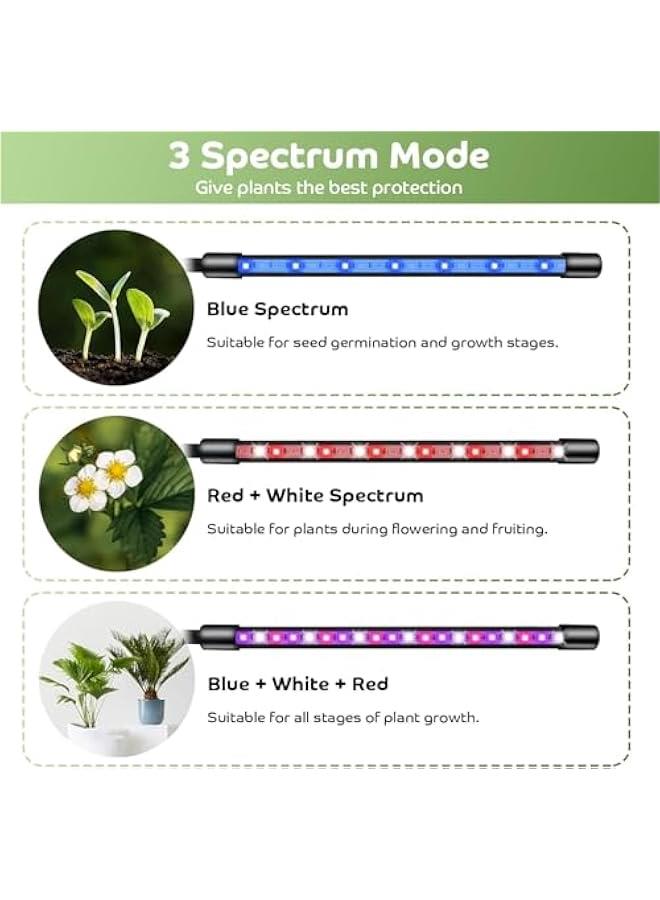HOOKOR Grow Light Plant Lights for Indoor Plants, Clip on Grow Lights with Timer, Full Spectrum Grow Lights for Seed Starting.Adjustable Gooseneck,suitable for Various Plants Growth (4 Tubes) - Image 3
